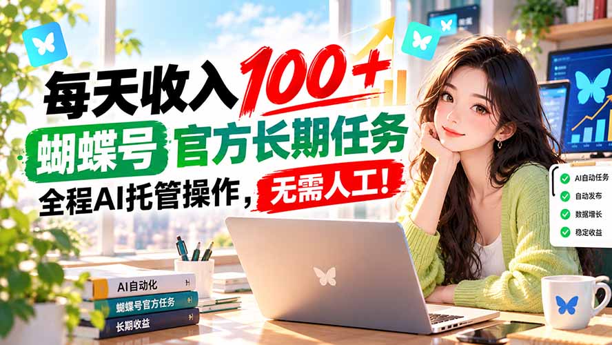 每天收入100＋， 蝴蝶号官方长期任务， 全程ai托管操作，无需人工！-宣源知识学堂