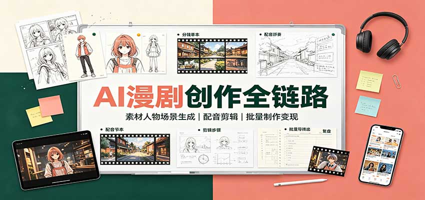 AI漫剧创作全链路:素材人物场景生成,配音剪辑,批量制作变现-宣源知识学堂