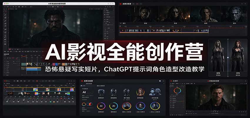 AI影视全能创作营：恐怖悬疑写实短片，ChatGPT提示词角色造型改造教学-宣源知识学堂