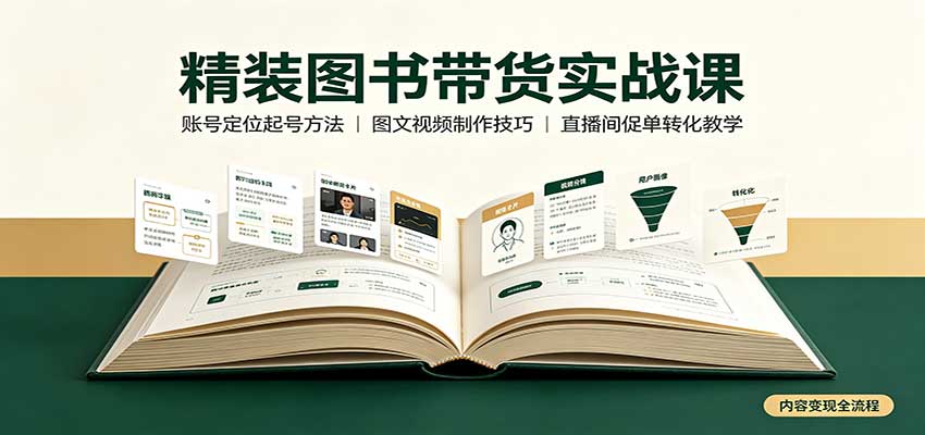 精装图书带货实战课：账号定位起号方法，图文视频制作，促单转化教学-宣源知识学堂