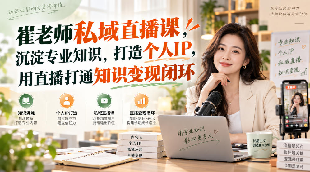 崔老师私域直播课，沉淀专业知识，打造个人IP，用直播打通知识变现闭环-宣源知识学堂