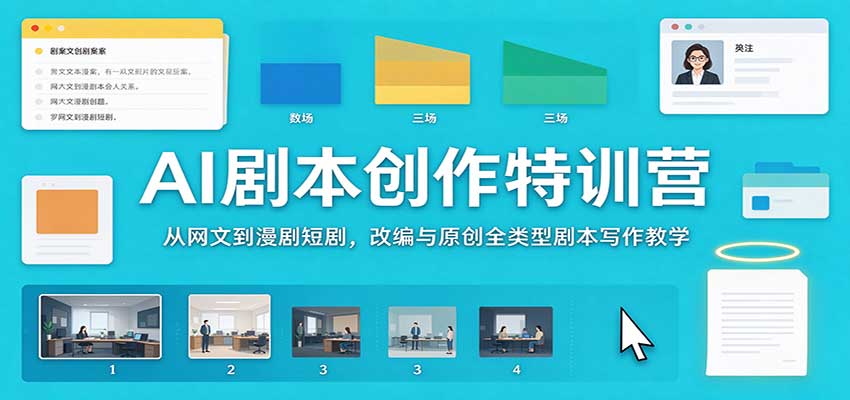 AI剧本创作特训营：从网文到漫剧短剧，改编与原创全类型剧本写作教学-宣源知识学堂