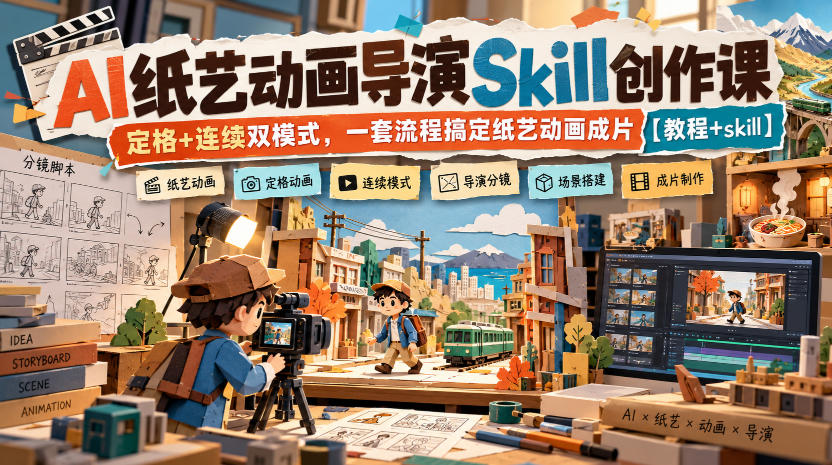 AI纸艺动画导演Skill创作课｜定格+连续双模式，一套流程搞定纸艺动画成片【教程+skill】-宣源知识学堂