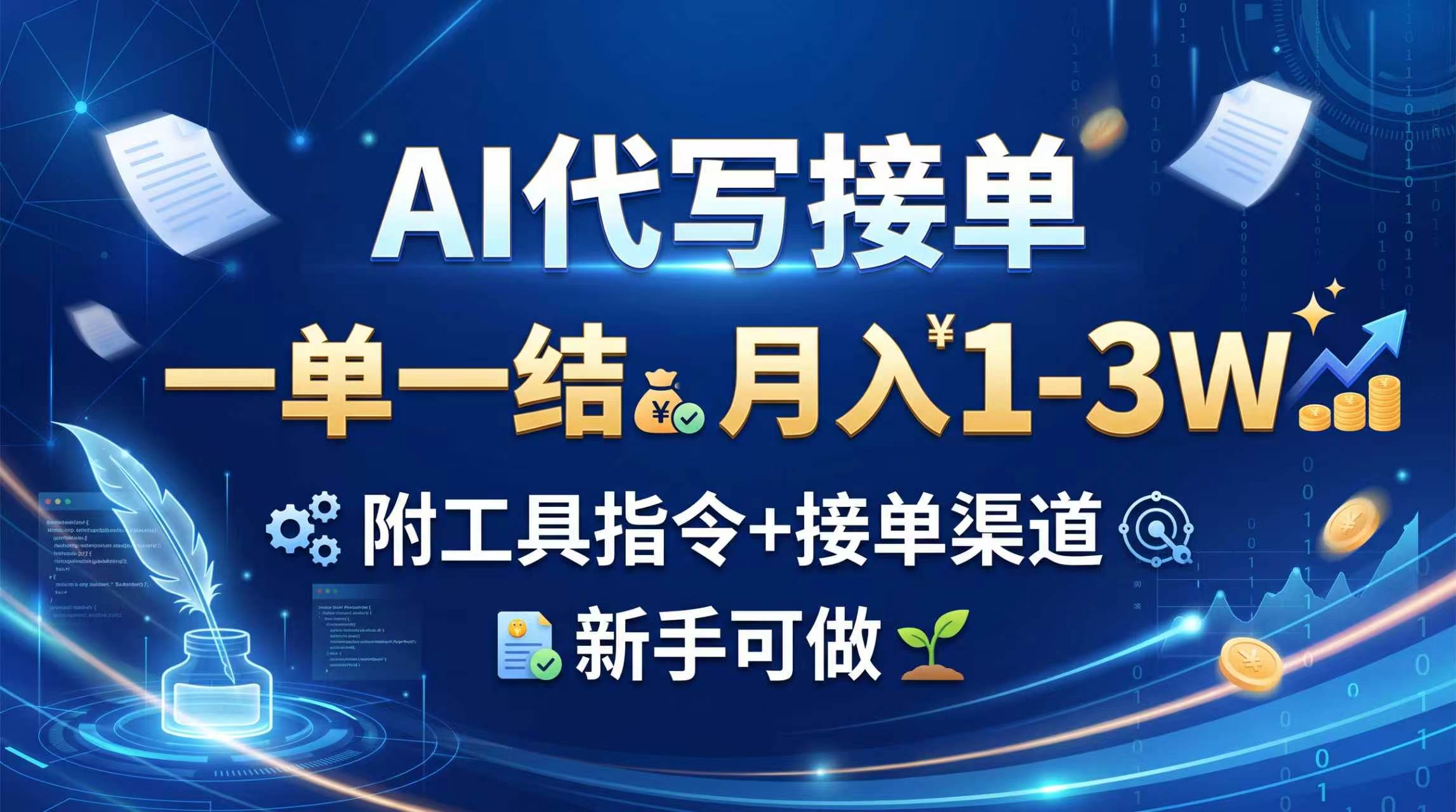 AI代写接单，一单一结，月入1-3W，附工具指令+接单渠道，新手可做-宣源知识学堂