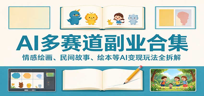 AI多赛道副业合集:情感绘画、民间故事、绘本等AI变现玩法全拆解-宣源知识学堂