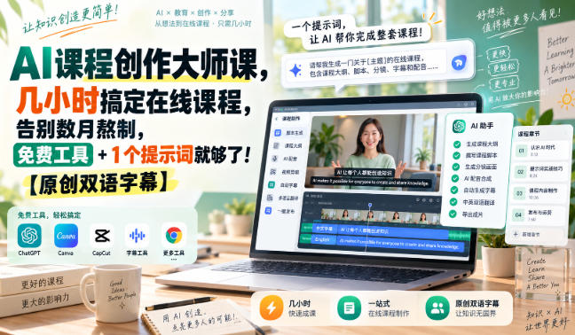 AI课程创作大师课，几小时搞定在线课程，告别数月熬制，免费工具+1个提示词就够了！【原创双语字幕】-宣源知识学堂