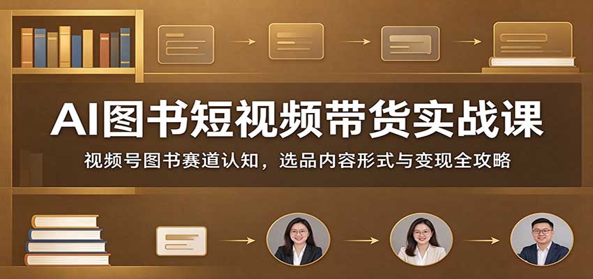 AI图书短视频带货实战课：视频号图书赛道认知，选品内容形式与变现全攻略-宣源知识学堂
