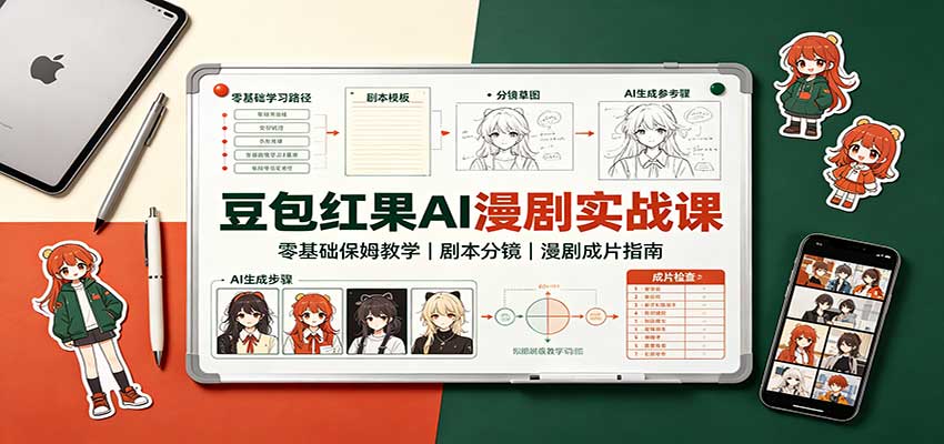 豆包红果AI漫剧实战课:零基础保姆教学,剧本分镜,漫剧成片指南-宣源知识学堂
