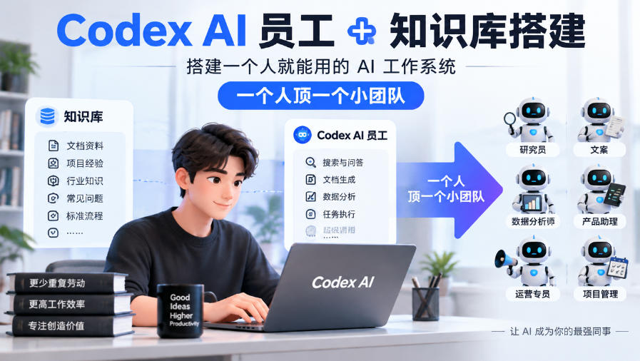Codex AI员工+知识库搭建，搭建一个人就能用的AI工作系统，一个人顶一个小团队-宣源知识学堂