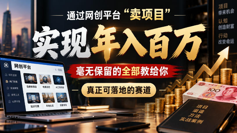 通过网创平台“卖项目”实现年入100w，毫无保留的全部教给你，真正可落地的赛道【揭秘】-宣源知识学堂