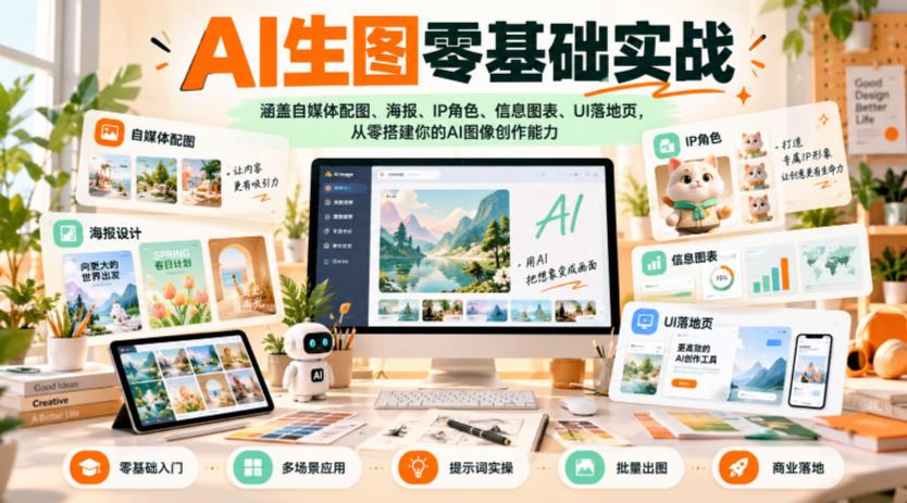 AI生图零基础实战，涵盖自媒体配图、海报、IP角色、信息图表、UI落地页，从零搭建你的AI图像创作能力-宣源知识学堂