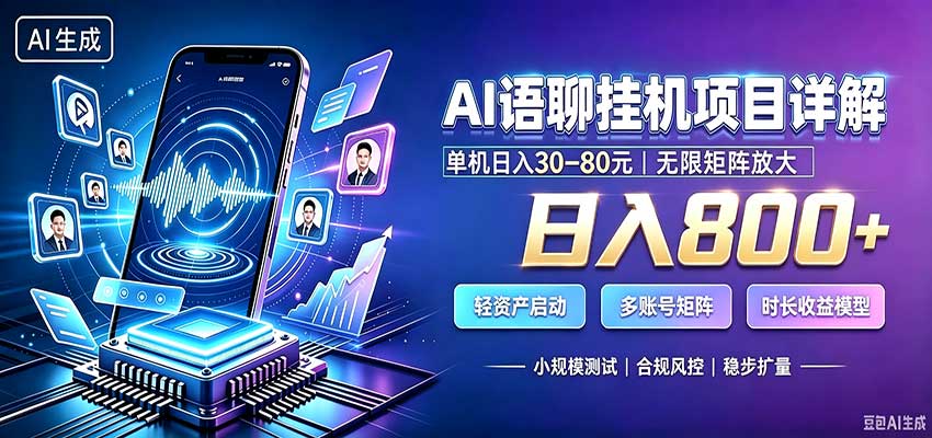 AI语聊挂机，日入800+，适用个人副业，工作室矩阵操作-宣源知识学堂