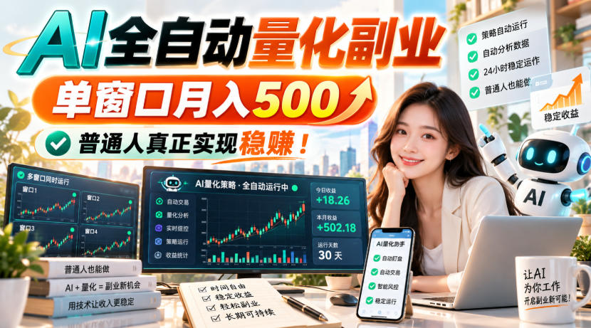 AI全自动量化副业，单窗口月入500，普通人真正实现稳賺！【揭秘】-宣源知识学堂