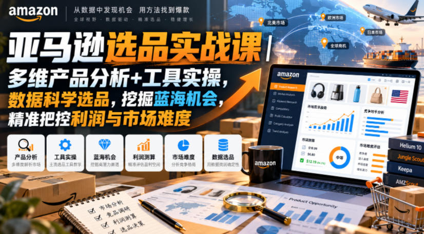 亚马逊选品实战课｜多维产品分析+工具实操，数据科学选品，挖掘蓝海机会，精准把控利润与市场难度-宣源知识学堂