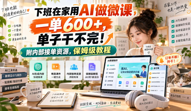 下班在家用AI做微课，一单600+，单子干不完！附内部接单资源，保姆级教程【揭秘】-宣源知识学堂
