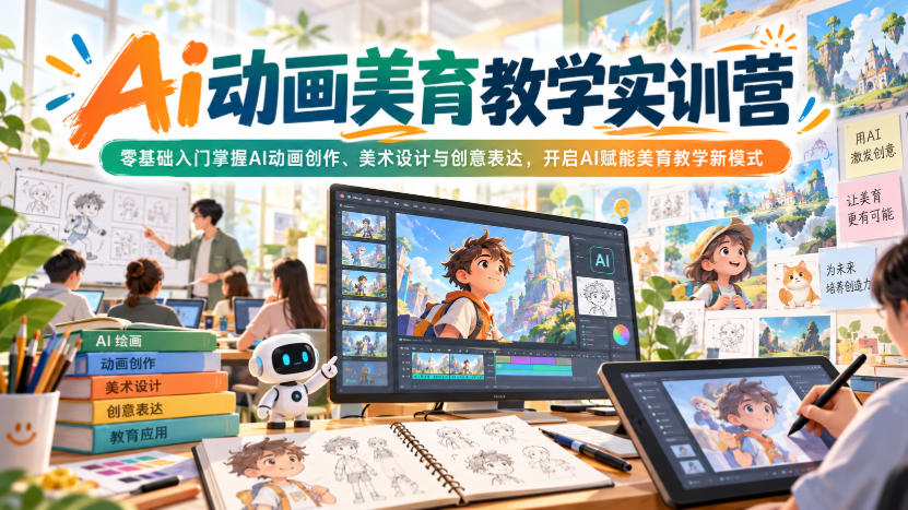 Ai动画美育教学实训营，零基础入门掌握AI动画创作、美术设计与创意表达，开启AI赋能美育教学新模式-宣源知识学堂