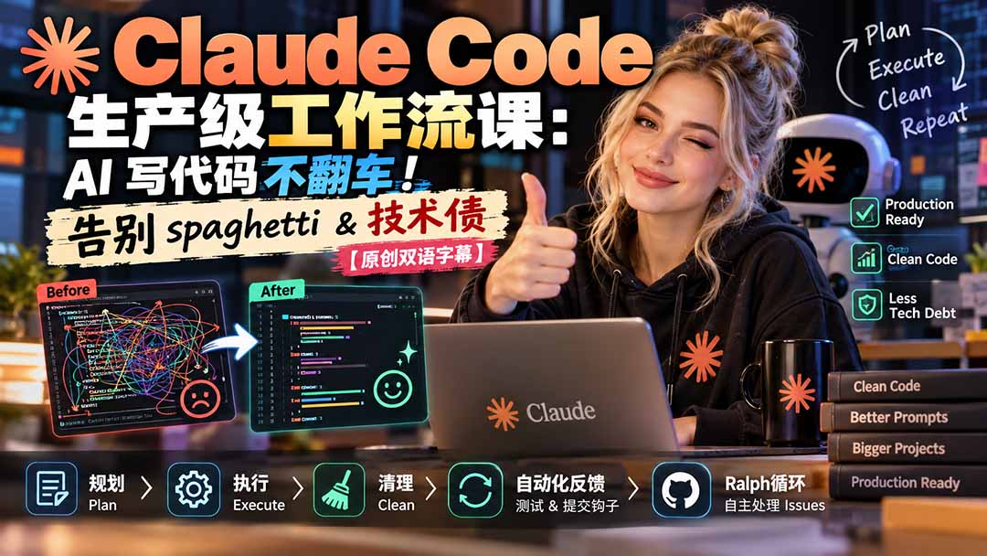 Claude Code 生产级工作流课：AI 写代码不翻车！告别 spaghetti & 技术债【原创双语字幕】-宣源知识学堂