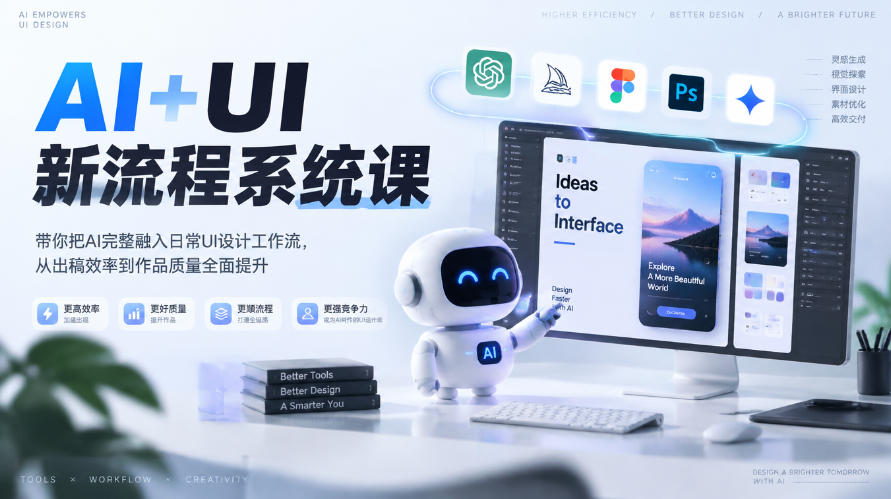 【无水印】AI+UI新流程系统课，带你把AI完整融入日常UI设计工作流，从出稿效率到作品质量全面提升(2026第4期)-宣源知识学堂