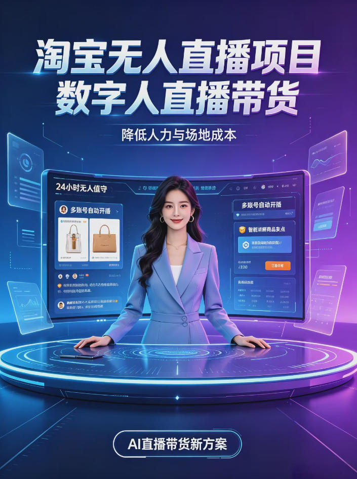 淘宝AI无人直播带货，24小时自动开播低门槛副业，无需真人长时间出镜，持续引流出单【揭秘】-宣源知识学堂