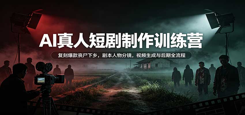 AI真人短剧制作训练营:复刻爆款丧尸下乡,剧本人物分镜,视频生成与后期全流程-宣源知识学堂