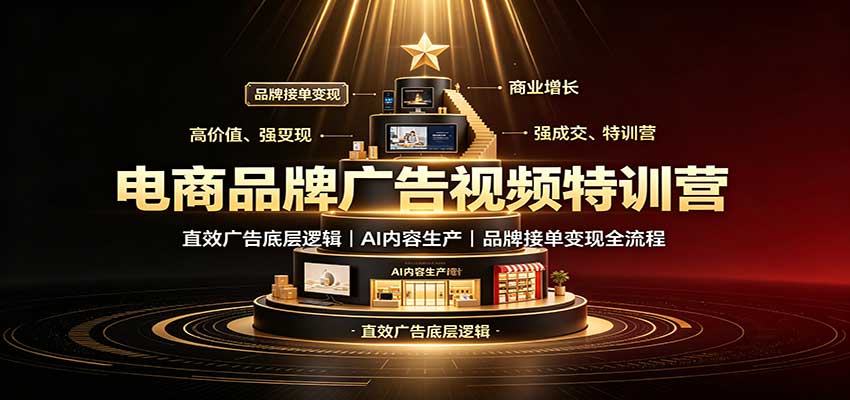 电商品牌广告视频特训:直效广告底层逻辑,AI内容生产,品牌接单变现全流程-宣源知识学堂