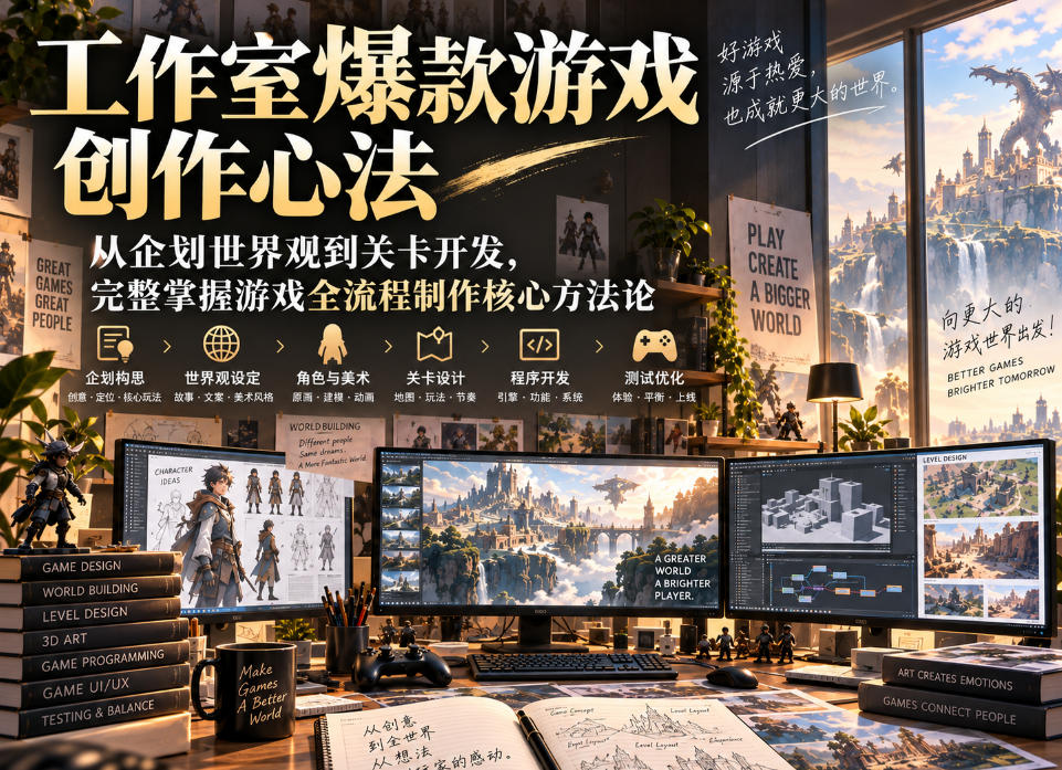 工作室爆款游戏创作心法｜从企划世界观到关卡开发，完整掌握游戏全流程制作核心方法论-宣源知识学堂