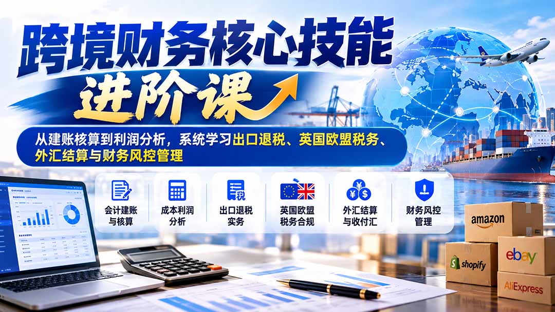 跨境财务核心技能进阶课:从建账核算到利润分析,系统学习出口退税、英国欧盟税务、外汇结算与财务风控管理-宣源知识学堂