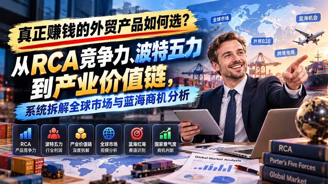 真正赚钱的外贸B2B产品如何选？从RCA竞争力、波特五力到产业价值链，系统拆解全球市场与蓝海商机分析-宣源知识学堂