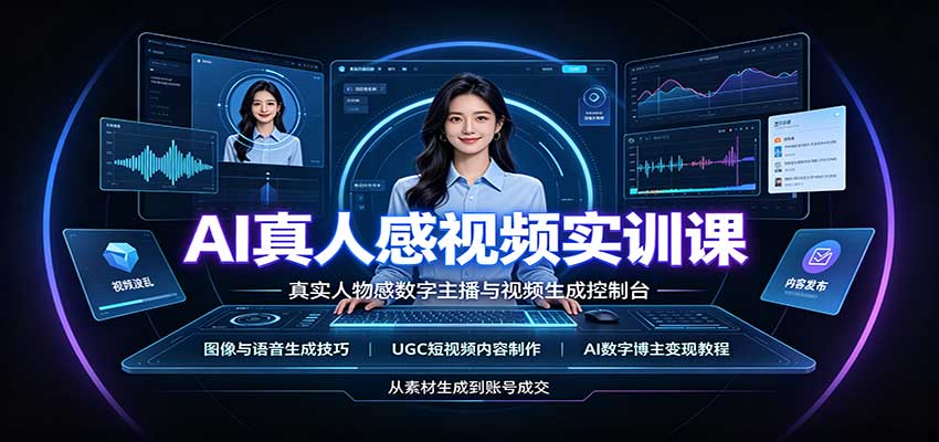 AI真人感视频实训课:图像语音生成,UGC内容制作,AI数字博主变现教程-宣源知识学堂