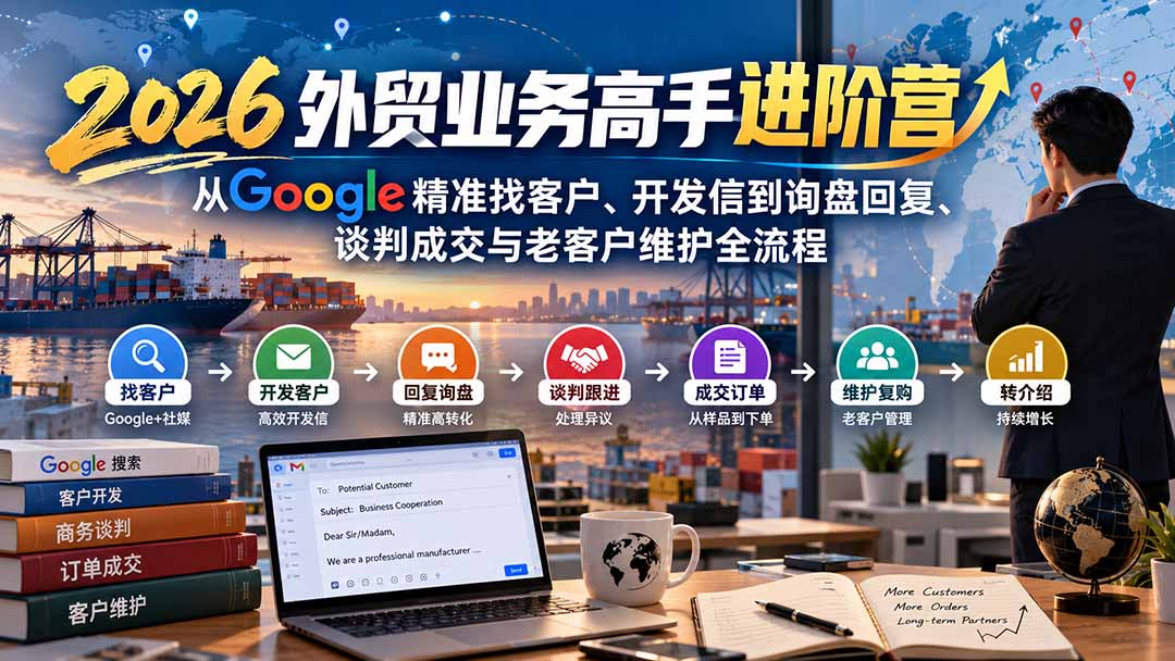 2026外贸业务高手进阶营:从Google精准找客户、开发信到询盘回复、谈判成交与老客户维护全流程-宣源知识学堂