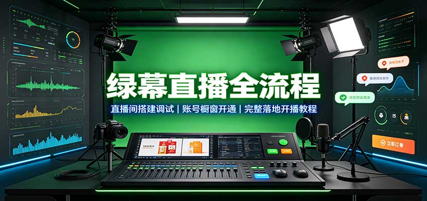 绿幕直播全流程:直播间搭建调试,账号橱窗开通,完整落地开播教程-宣源知识学堂