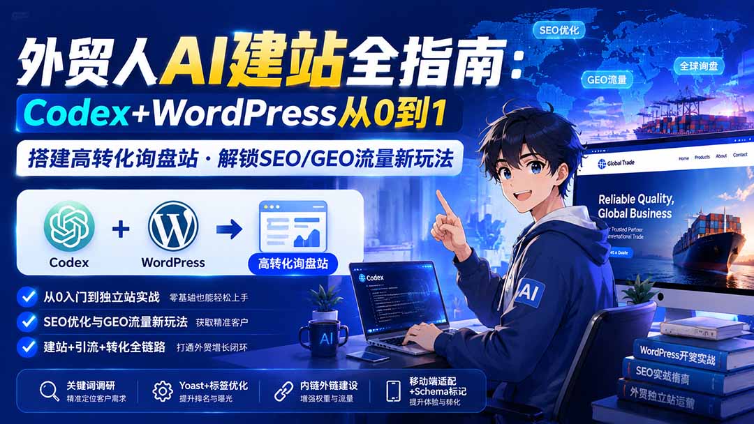 外贸人AI建站全指南：Codex+WordPress从0到1·搭建高转化询盘站·解锁SEO/GEO流量新玩法-更新8月-宣源知识学堂