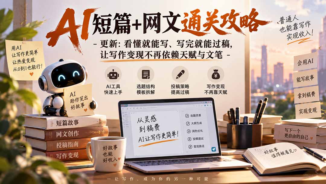 AI短篇+网文通关攻略-更新1009：看懂就能写、写完就能过稿，让写作变现不再依赖天赋与文笔-宣源知识学堂
