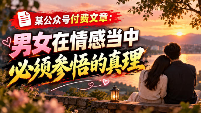 某公众号付费文章：男女在情感当中必须参悟的真理-宣源知识学堂