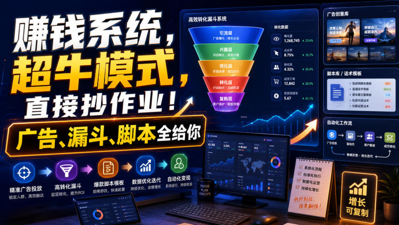 賺钱系统，超牛模式，直接抄作业！广告、漏斗、脚本全给你【原创双语字幕】-宣源知识学堂
