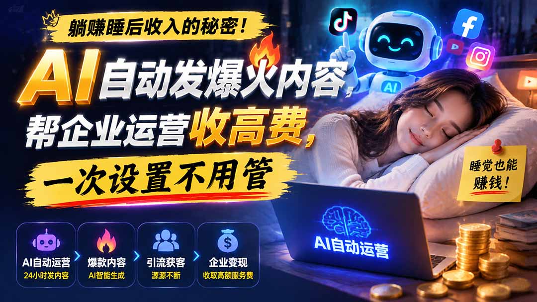 躺赚睡后收入的秘密!AI 自动发爆火内容,帮企业运营收高费,一次设置不用管【原创双语字幕】-宣源知识学堂