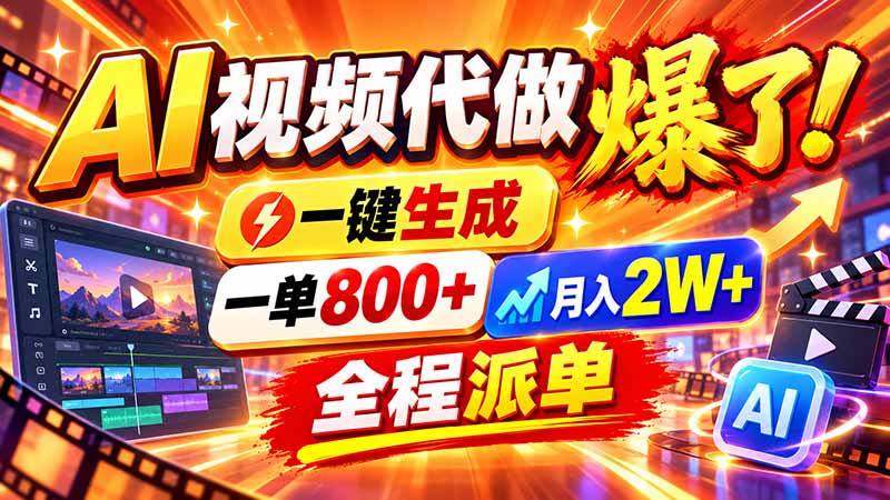 2026年底新赛道，AI视频代做一单800+，小白可做，告别打工-宣源知识学堂