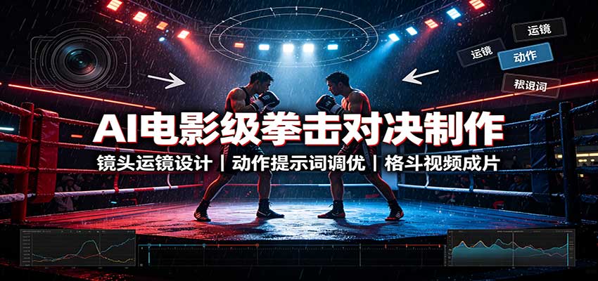 AI电影级拳击对决制作:镜头运镜设计,动作提示词调优,格斗视频成片-宣源知识学堂