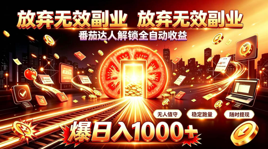放弃无效副业，番茄达人解锁全自动收益，日入1k+，门槛最低的线上轻资产项目【揭秘】-宣源知识学堂