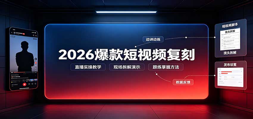 2026爆款短视频复刻：直播实操教学，配套文字文档掌握全流程-宣源知识学堂