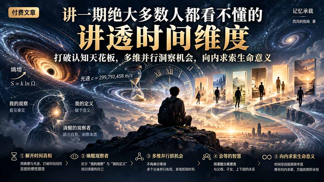 付费文章：讲一期绝大多数人都看不懂的，讲透时间维度，打破认知天花板，多维并行洞察机会，向内求索生命意义-宣源知识学堂