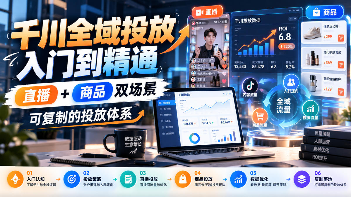 千川全域投放入门到精通，直播+商品双场景，可复制的投放体系-宣源知识学堂