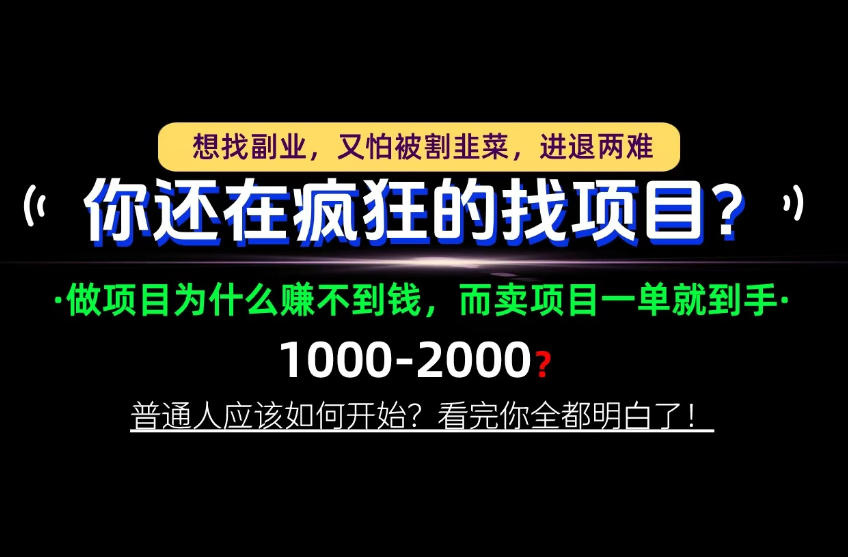 你还在疯狂的找项目？别傻了！卖项目才是真正的一本万利！怎么做，看完你全都明白！【揭秘】-宣源知识学堂