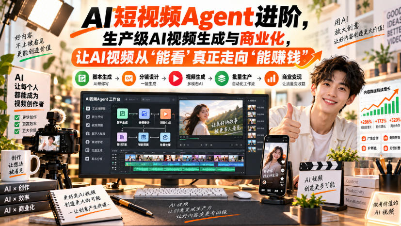 AI短视频Agent进阶，生产级AI视频生成与商业化，让AI视频从”能看”真正走向”能賺钱”-宣源知识学堂