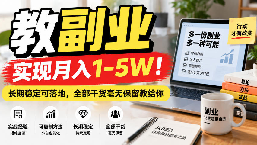 “教副业”实现月入1-5W！长期稳定可落地，全部干货毫无保留教给你【揭秘】-宣源知识学堂