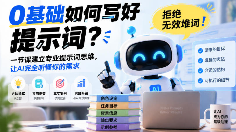 0基础如何写好提示词，拒绝无效堆词！一节课建立专业提示词思维，让AI完全听懂你的需求-宣源知识学堂