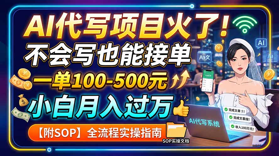 AI代写项目火了！不会写也能接单，一单100-500元，小白月入过万【附SOP】-宣源知识学堂