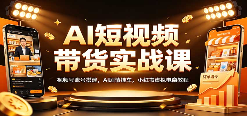AI短视频带货实战课：视频号账号搭建，AI剧情挂车，小红书虚拟电商教程-宣源知识学堂