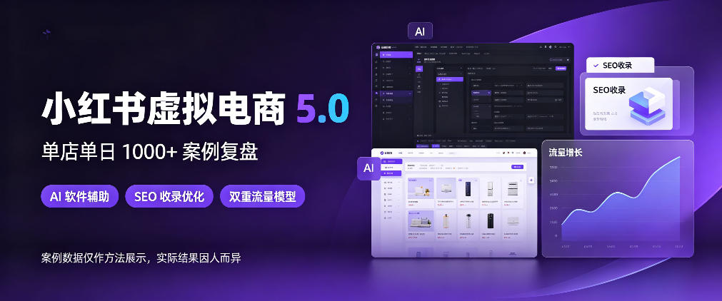 小红书虚拟电商5.0，单店单日1000+，AI软件+SEO收录，双重流量稳定出单【揭秘】-宣源知识学堂