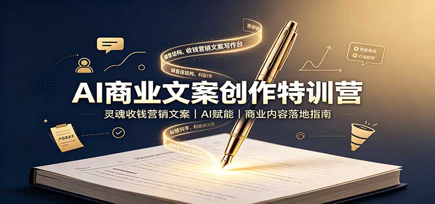 AI商业文案创作特训营:灵魂收钱营销文案,AI赋能,商业内容落地指南-宣源知识学堂
